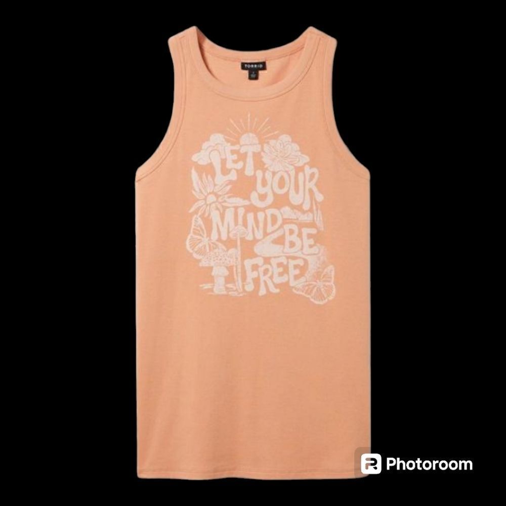 2X 18W 20W Torrid Peach Be Free Fitted Cotton Rib Tank Modal Crew Neck Mushroom